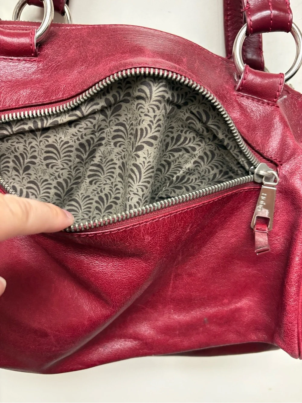 HOBO Red Leather Hobo Shoulder Bag